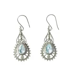 ANDREA COGGIOLA JOYAS - Aros Dharma Topacio Celeste Plata Fina 925