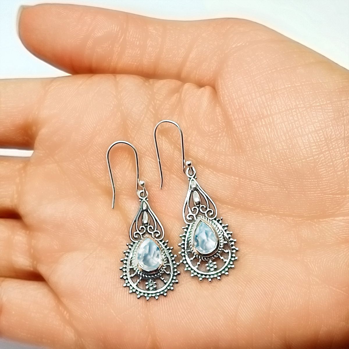 COGGIOLA - Aros Dharma Topacio Celeste Plata Fina 925