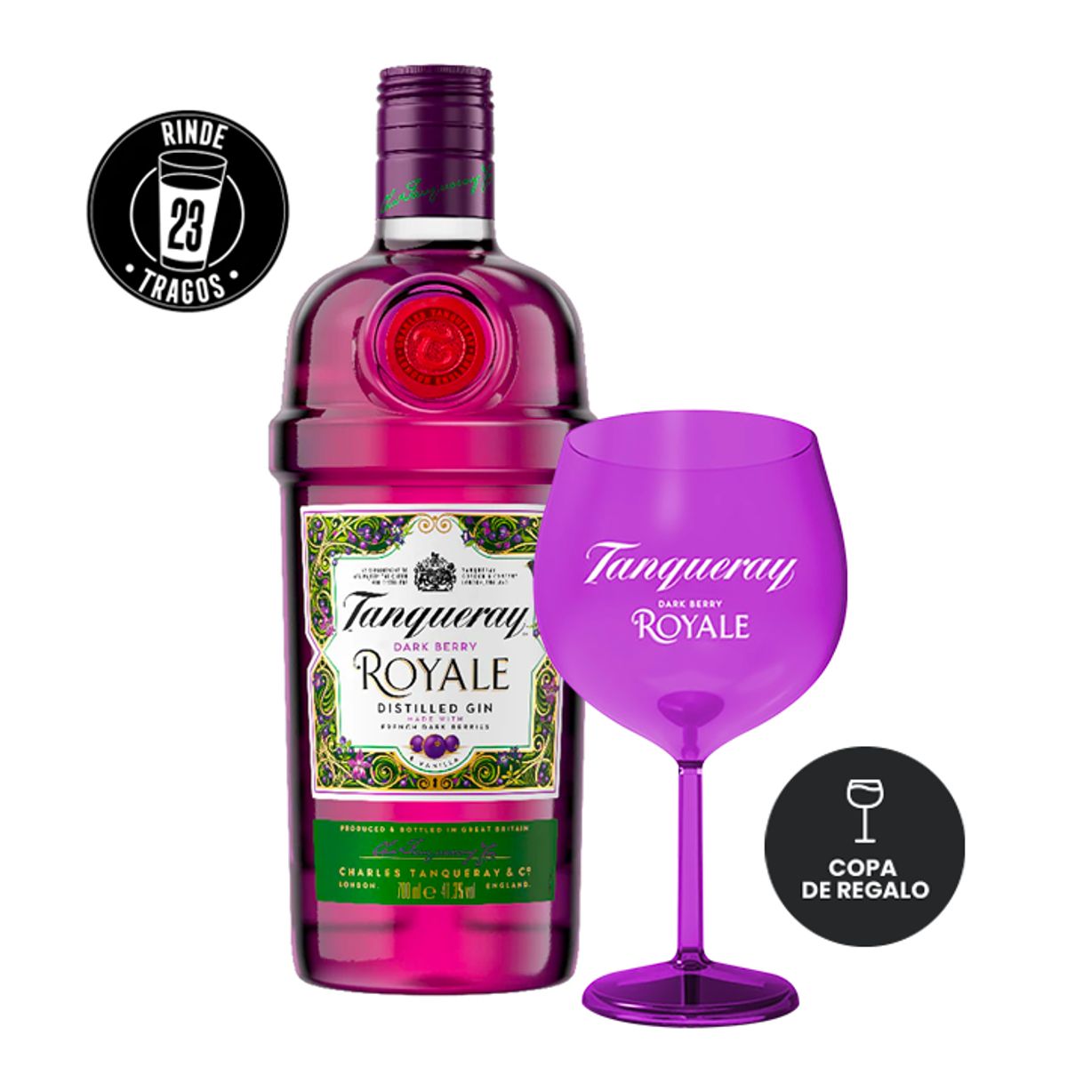 TANQUERAY - Gin Tanqueray Dark Berry 700cc + Copa Acrílica de Regalo