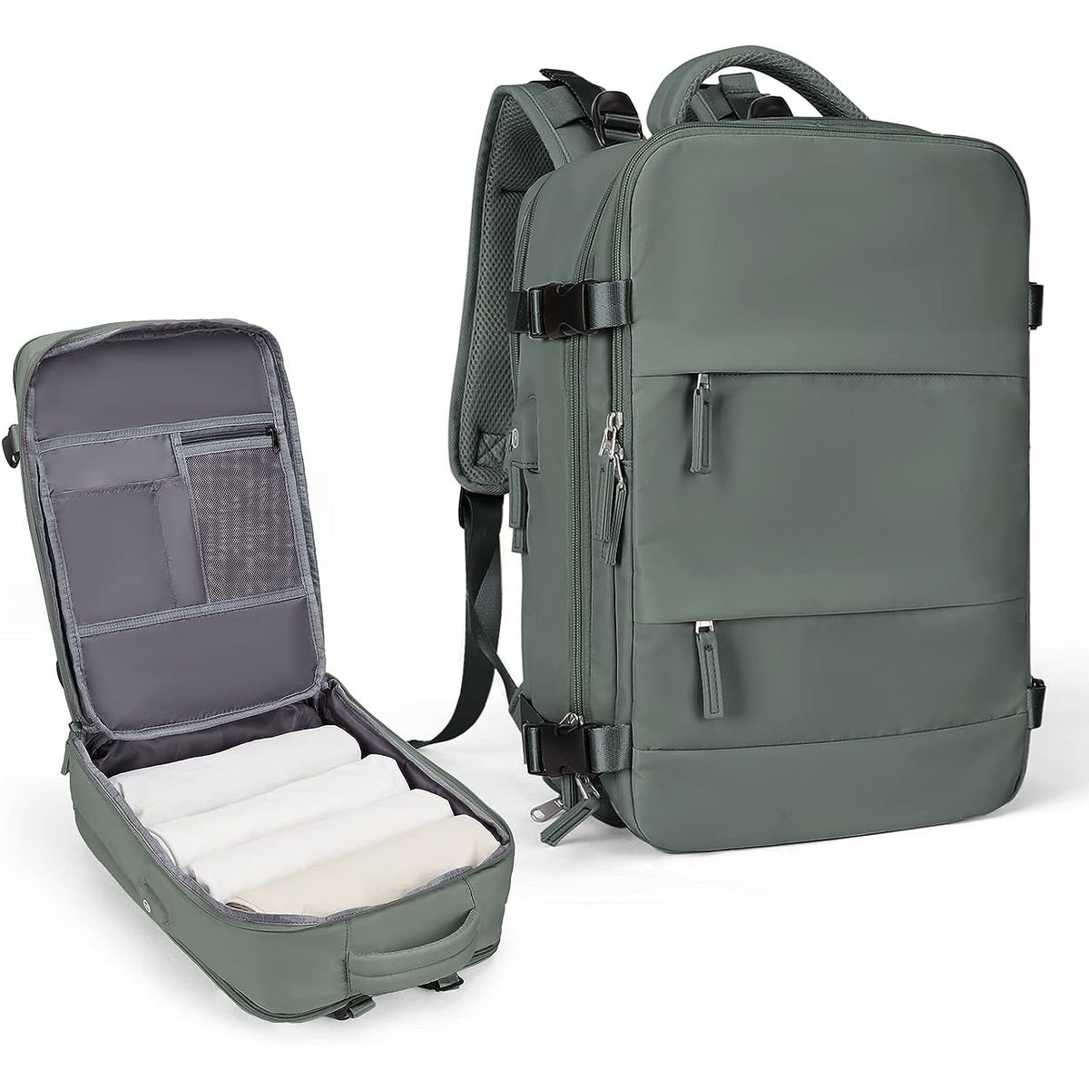 BANANA TIENDA - Mochila De Viaje Compatible con Avión Cabina Travel Backpack Bananatienda Negro