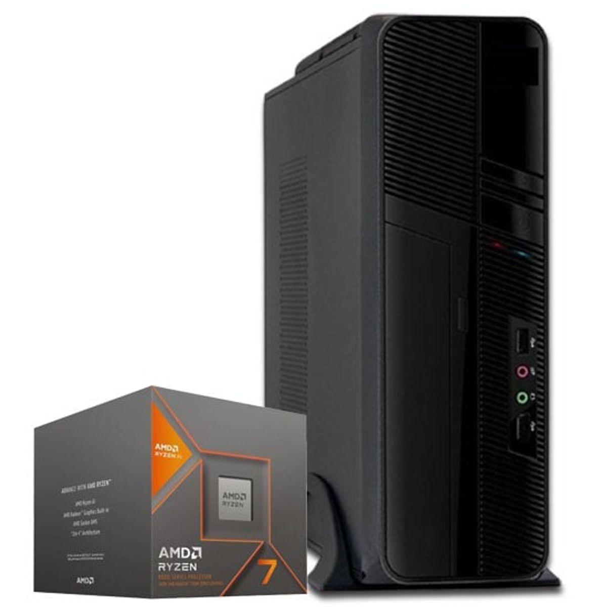 COMPU ELITE - Mini Pc Slim Amd Ryzen 7 8700G 8-Core + Radeon + A620 WIFI + 16GB DDR5 + SSD 1TB