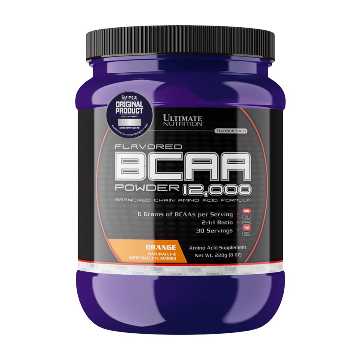 ULTIMATE NUTRITION - BCAA Polvo, Aminoácidos (228 gr) - Original - NARANJA
