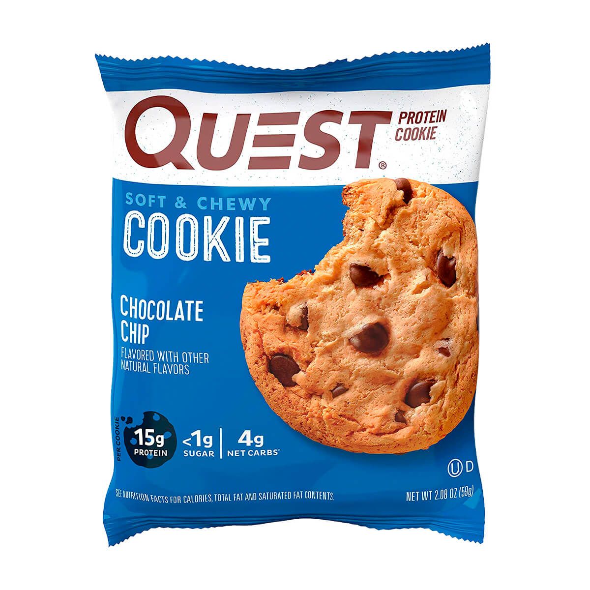 QUEST - Quest Protein Cookie, Snack Proteico (59 gr) - CHOC CHIP Y COOKIES