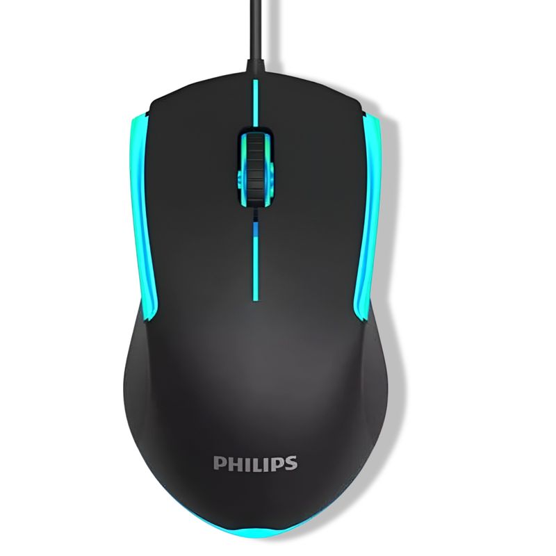 PHILIPS - Mouse Philips Multiuso de 7 Botones Retro Iluminado SPK9314 - Negro