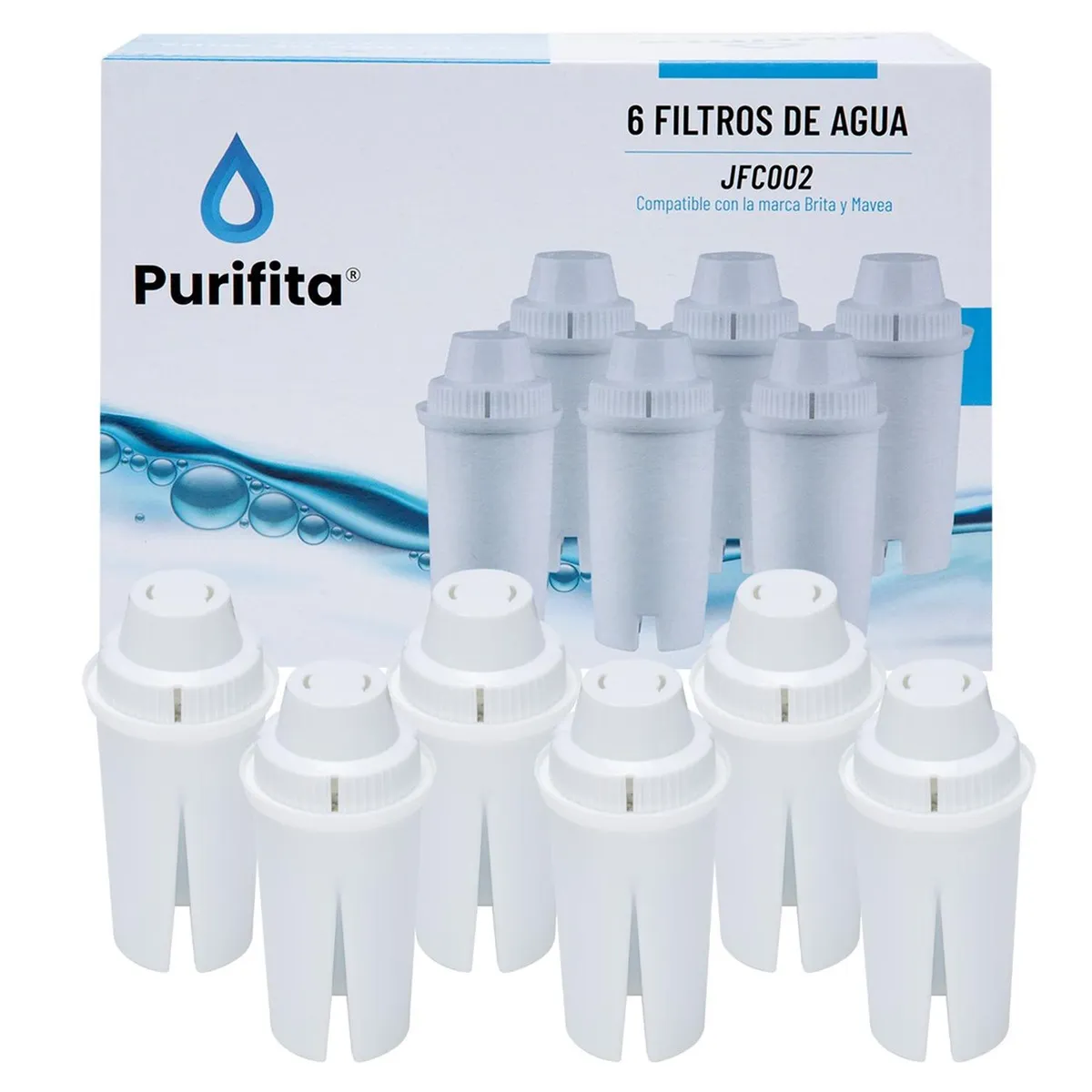COREAQUA - Filtro Purificador de Agua para Jarra Purifita x6