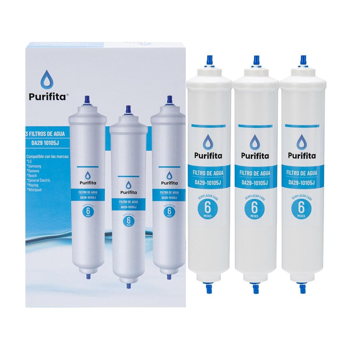 COREAQUA - Filtro de Agua para Refrigerador DA29 10105J Purifita Set 3