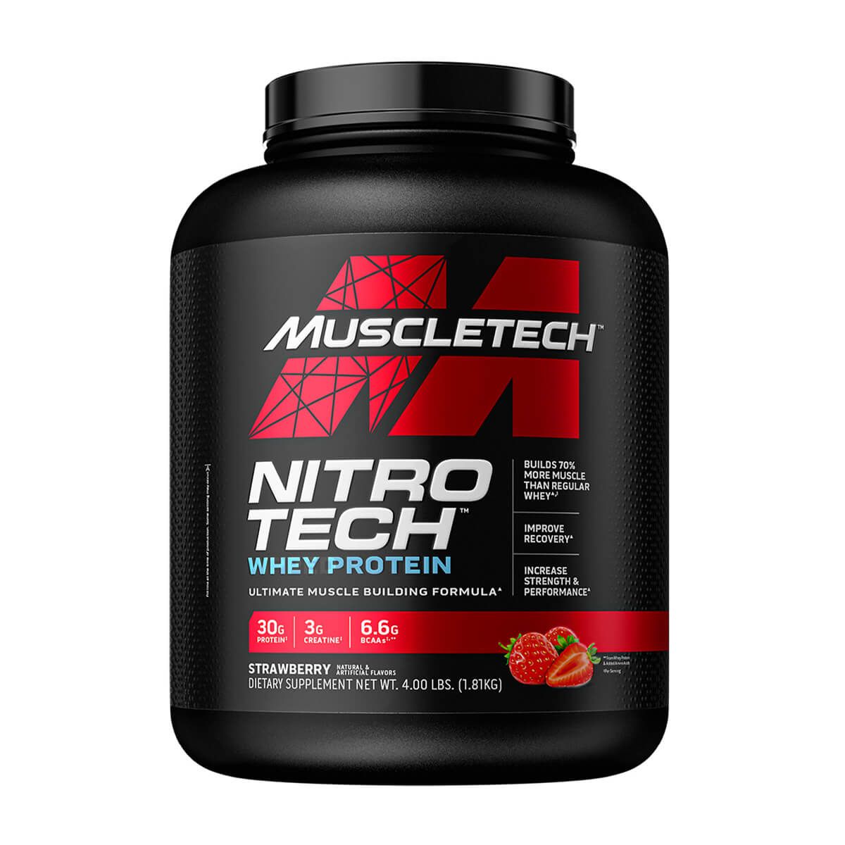 MUSCLETECH - Nitro Tech, Whey protein (4 Lb) - Original - FRUTILLA