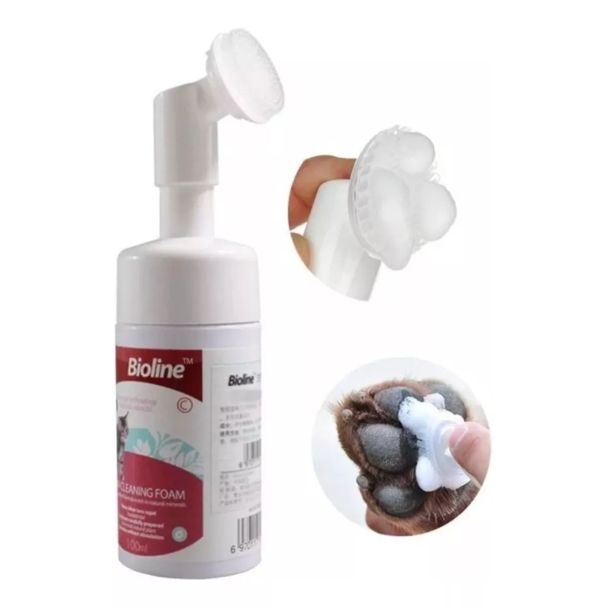BIOLINE - Espuma Limpia Patas Mascotas Gato Perro Bioline 100ml