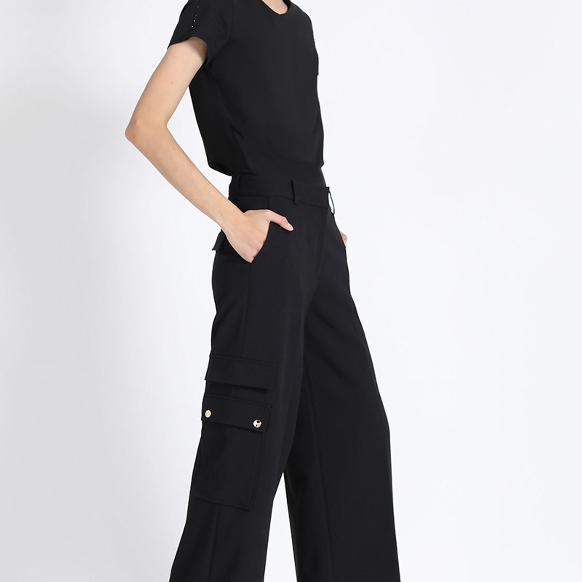 LIOLA - Polera Algodón Strass, Negro Liola