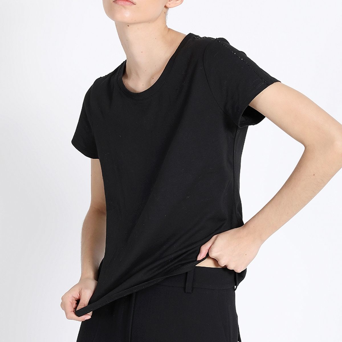 LIOLA - Polera Algodón Strass, Negro Liola