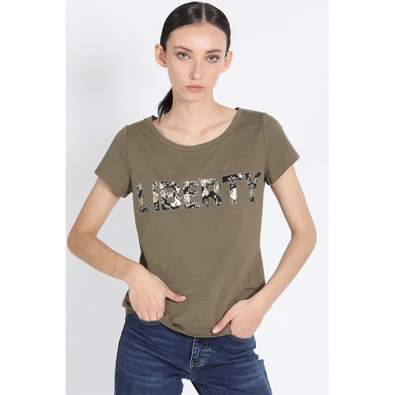LIOLA - Polera Con Texto, Militar Liola