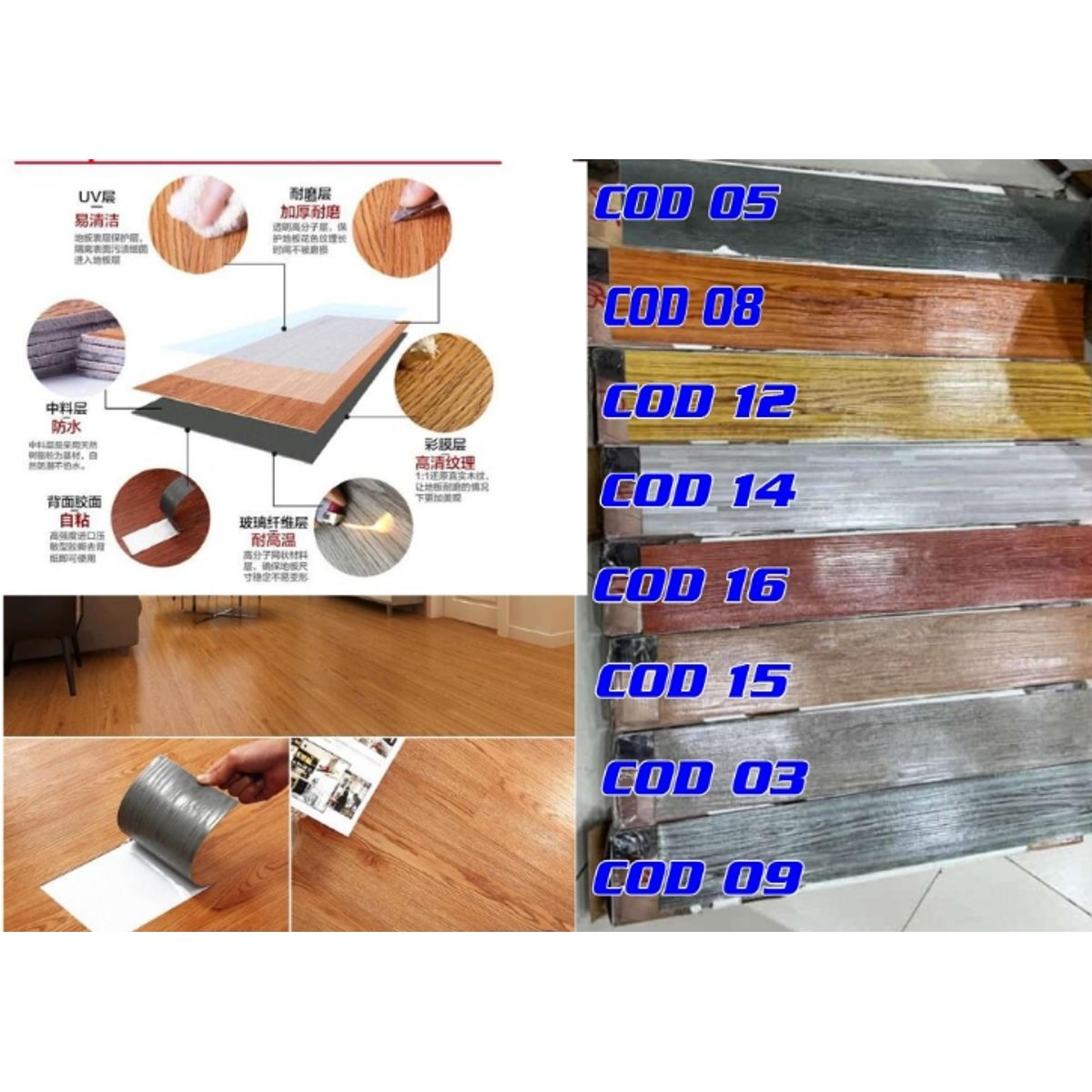 GENERICO - Pisos Vinilicos Flotante 5 Mts2 Color Gris Oscuro Cod-05