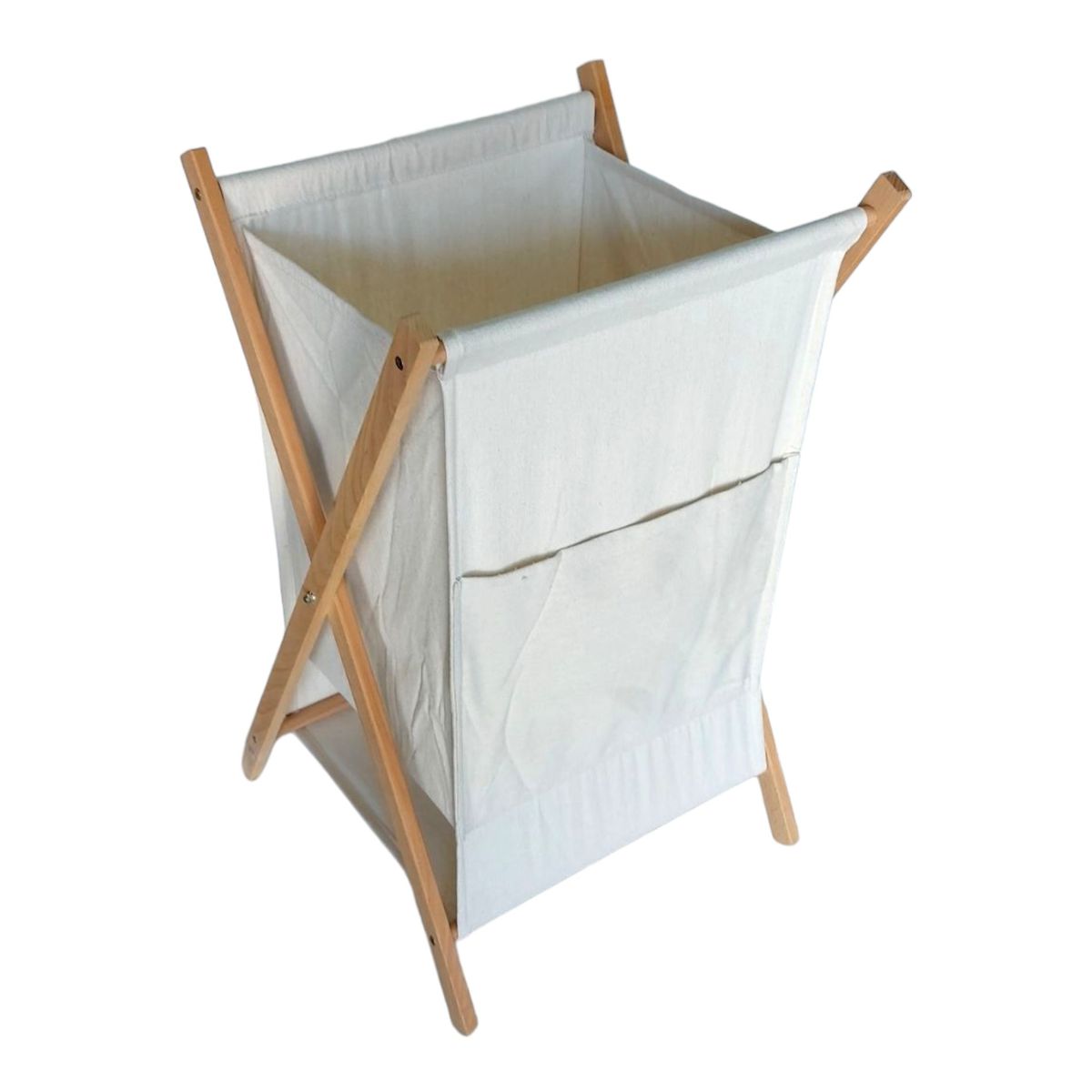 LOVEN - Cesto Sencillo Canasto Ropa Sucia Beige Plegable con Bolsillo