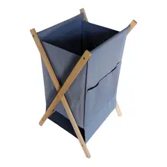 LOVEN - Cesto Sencillo Canasto Ropa Sucia Gris Plegable con Bolsillo