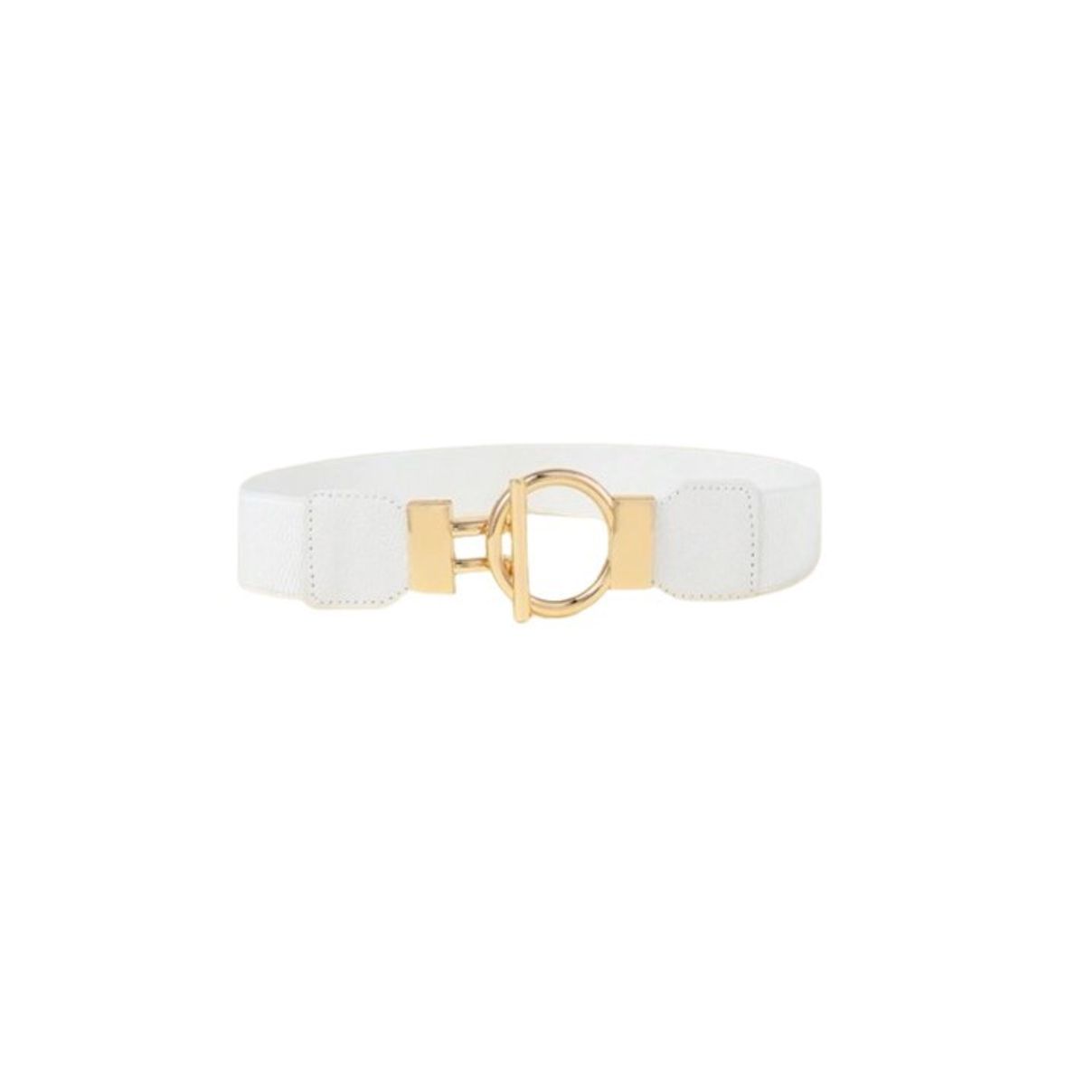 GENERICO - Cinturón Mujer Elasticado Ancho 4cm Hebilla Circular Dorada