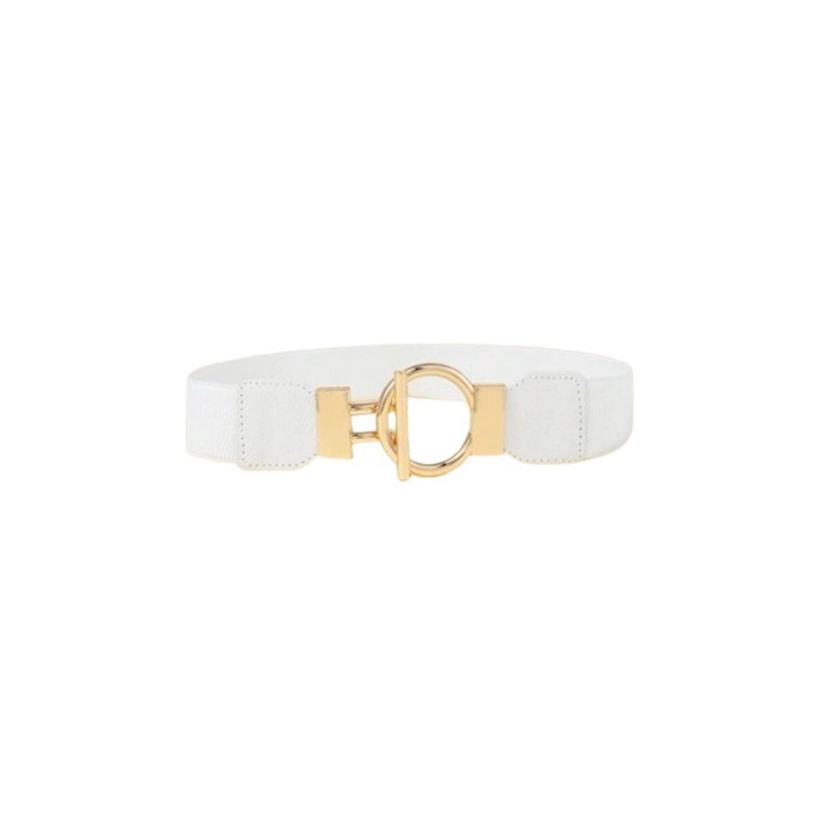 GENERICO - Cinturón Mujer Elasticado Ancho 4cm Hebilla Circular Dorada