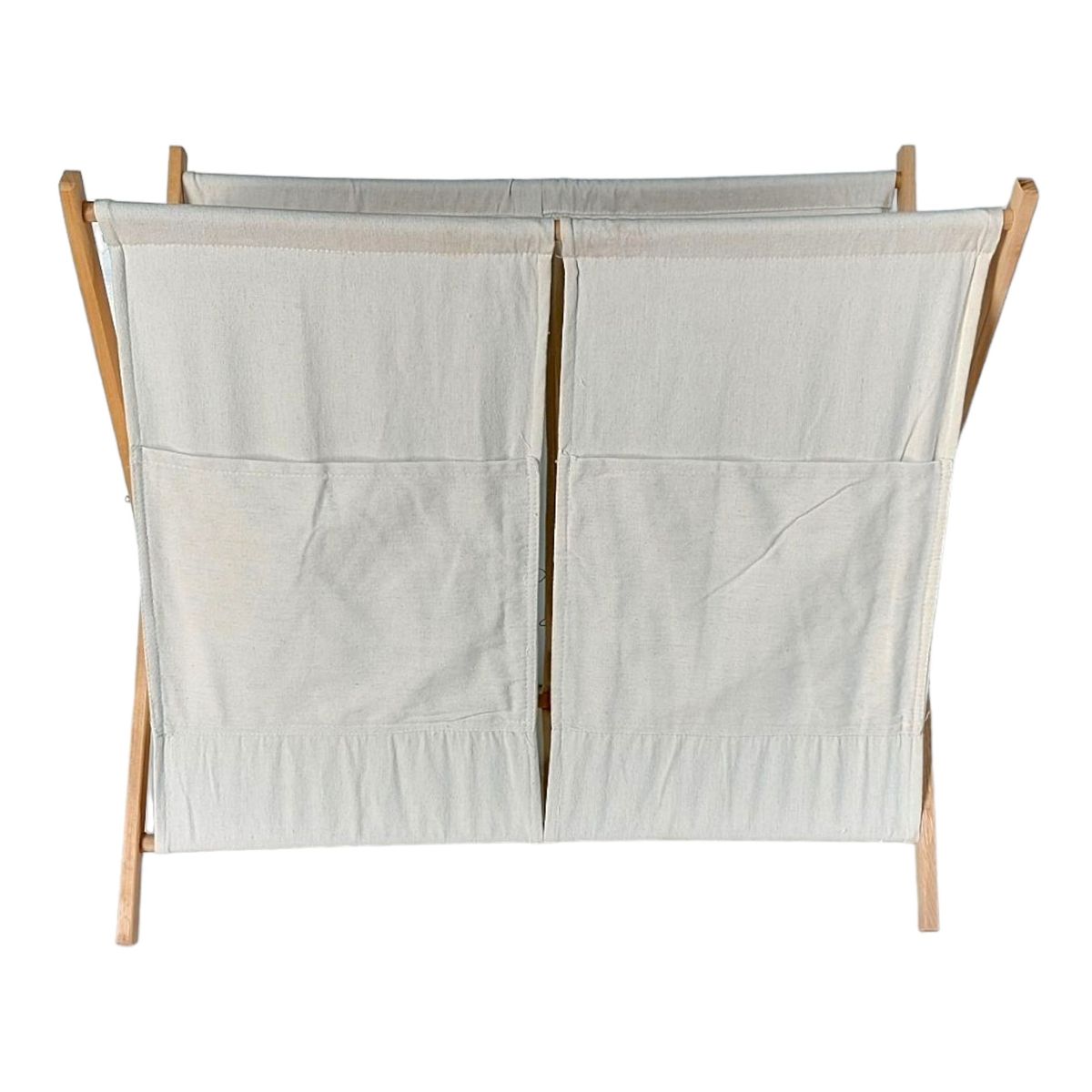 LOVEN - Cesto Doble de Ropa Sucia Beige Plegable con Bolsillo