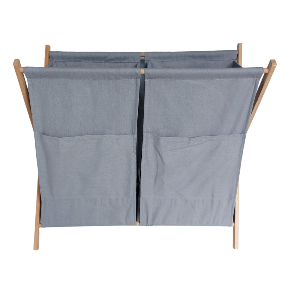 LOVEN - Cesto Doble de Ropa Sucia Gris Plegable con Bolsillo