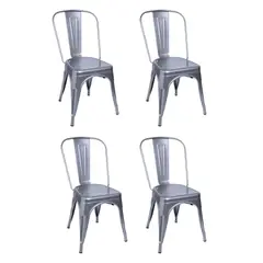 OH MI HOGAR - Pack 4 Sillas Tolix Plata