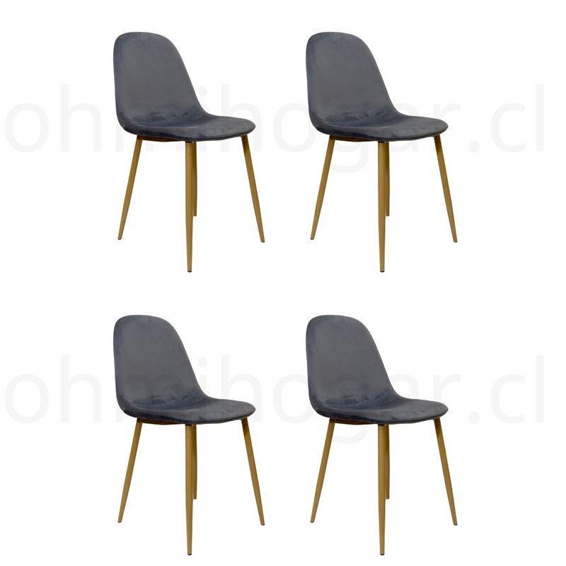 OH MI HOGAR - Pack 4 Sillas Eames Velvet Gris