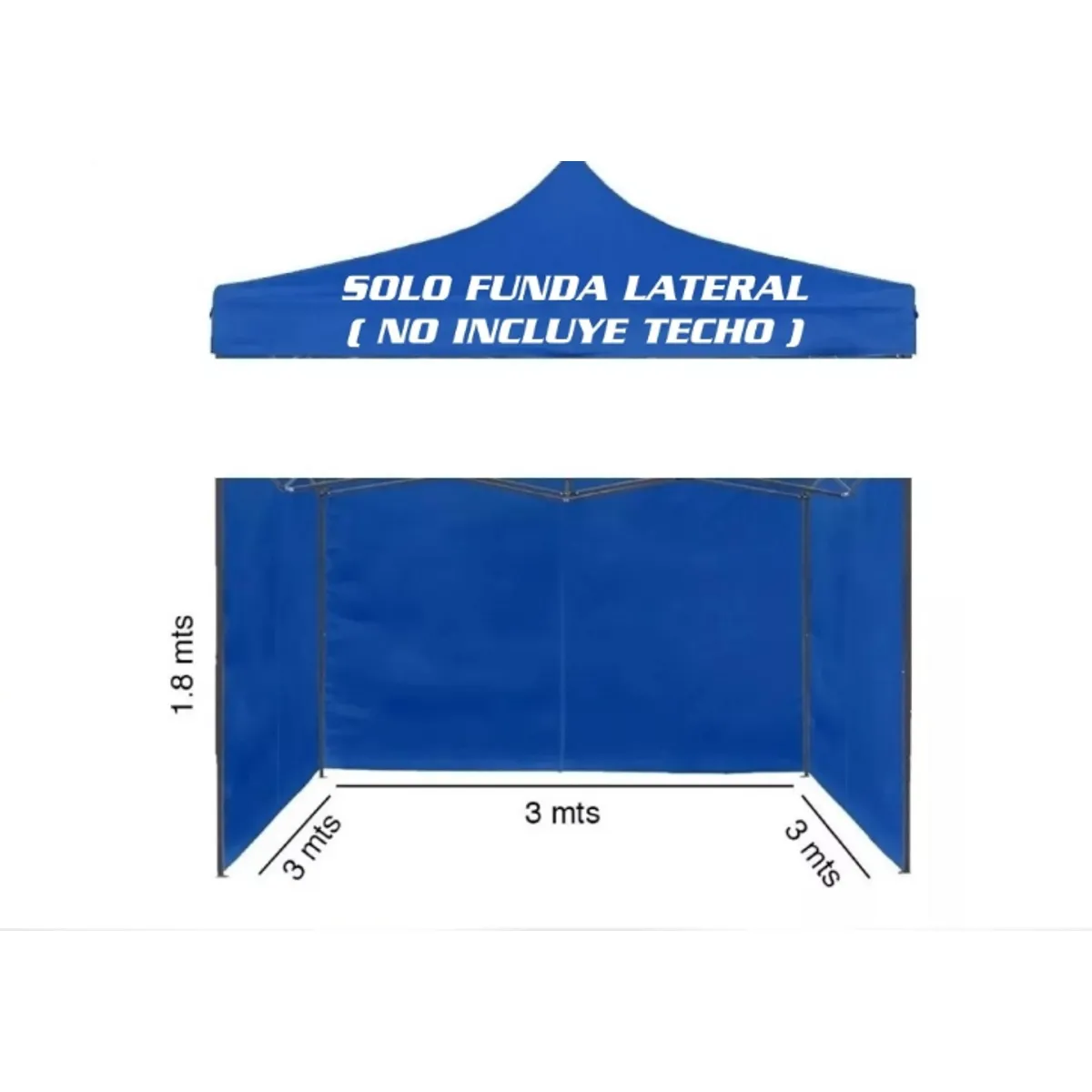 GENERICO - Lona Paredes Laterales Para Toldo 3x3 Color Azul