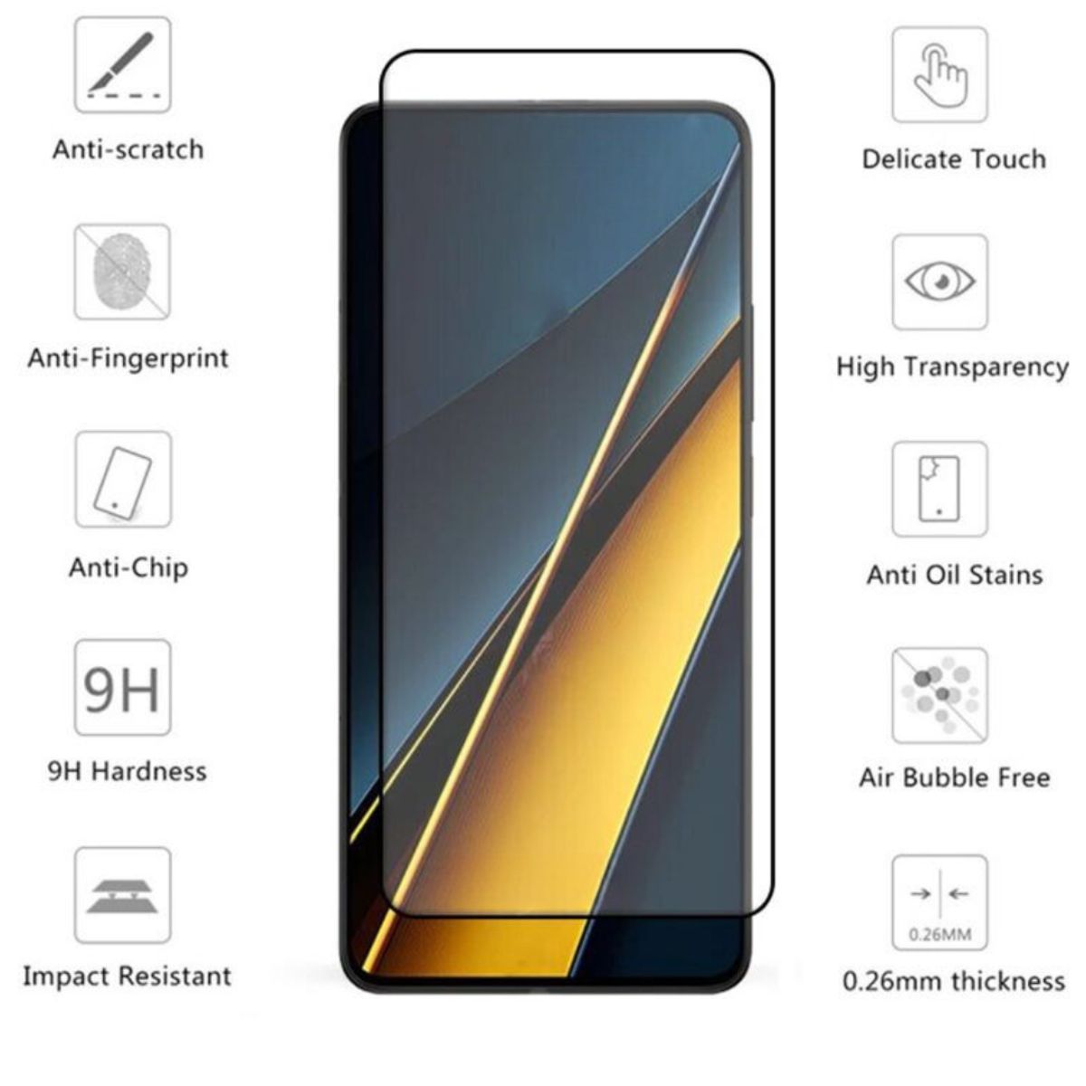 GENERICO - Lamina Mica Vidrio Templado Completa Para Xiaomi Poco X6 5g