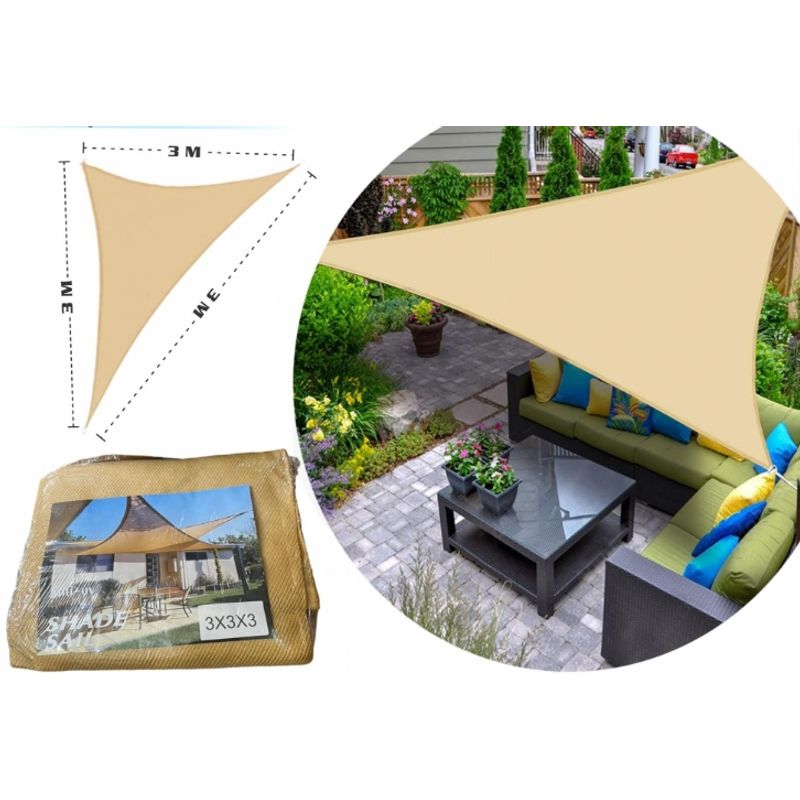 GENERICO - Lona Toldo Vela Sombra Triangular  3.6x3.6x3.6 Anti Uv - Calidad premium