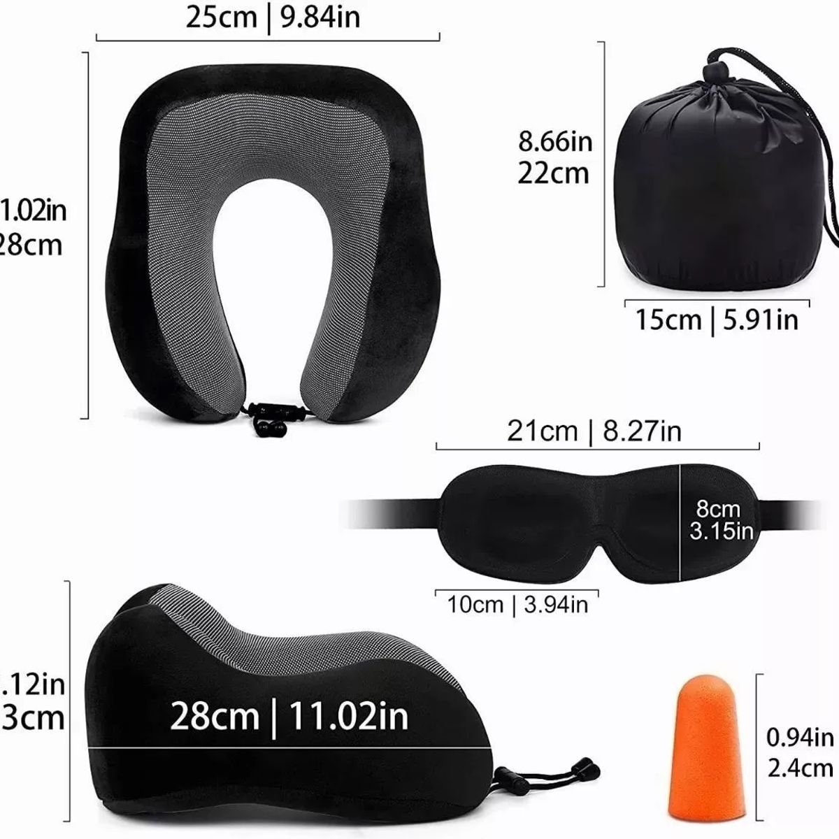 GENERICO - Almohada Para Cuello Para Viaje O Todo Uso Negro