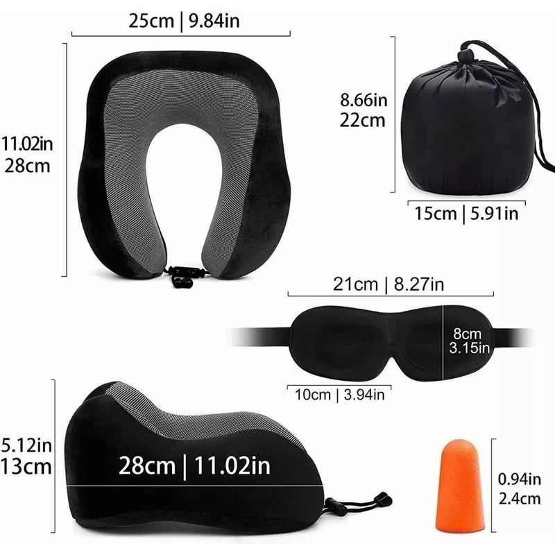 GENERICO - Almohada Para Cuello Para Viaje O Todo Uso Negro.