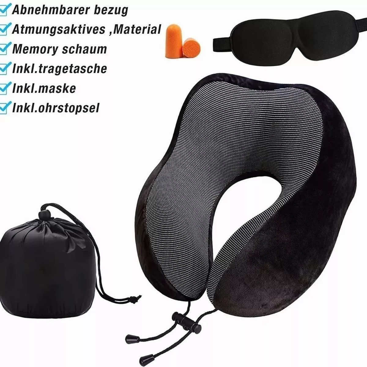 GENERICO - Almohada Para Cuello Para Viaje O Todo Uso Negro