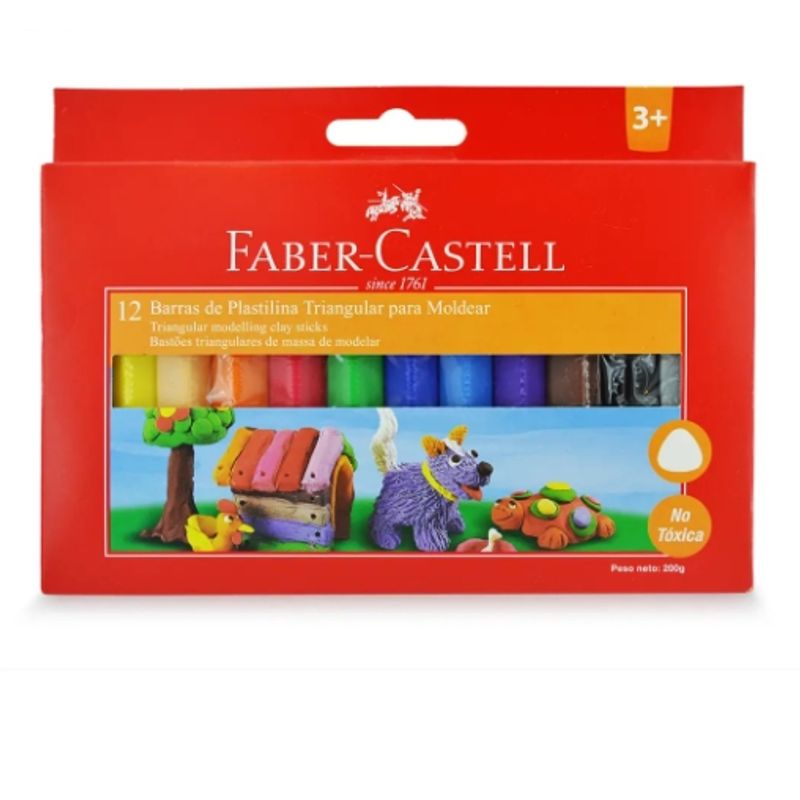 GENERICO - Plastilina  Triangular De Colores Faber Castell 12 Colores