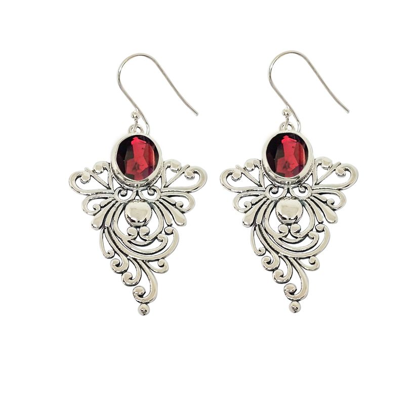 ANDREA COGGIOLA JOYAS - Aros Daya Granate Plata Fina 925