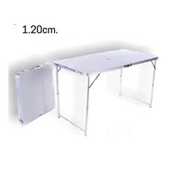 GENERICO - Mesa Plegable Portatil 120X60X70 Altura Regulable Gris