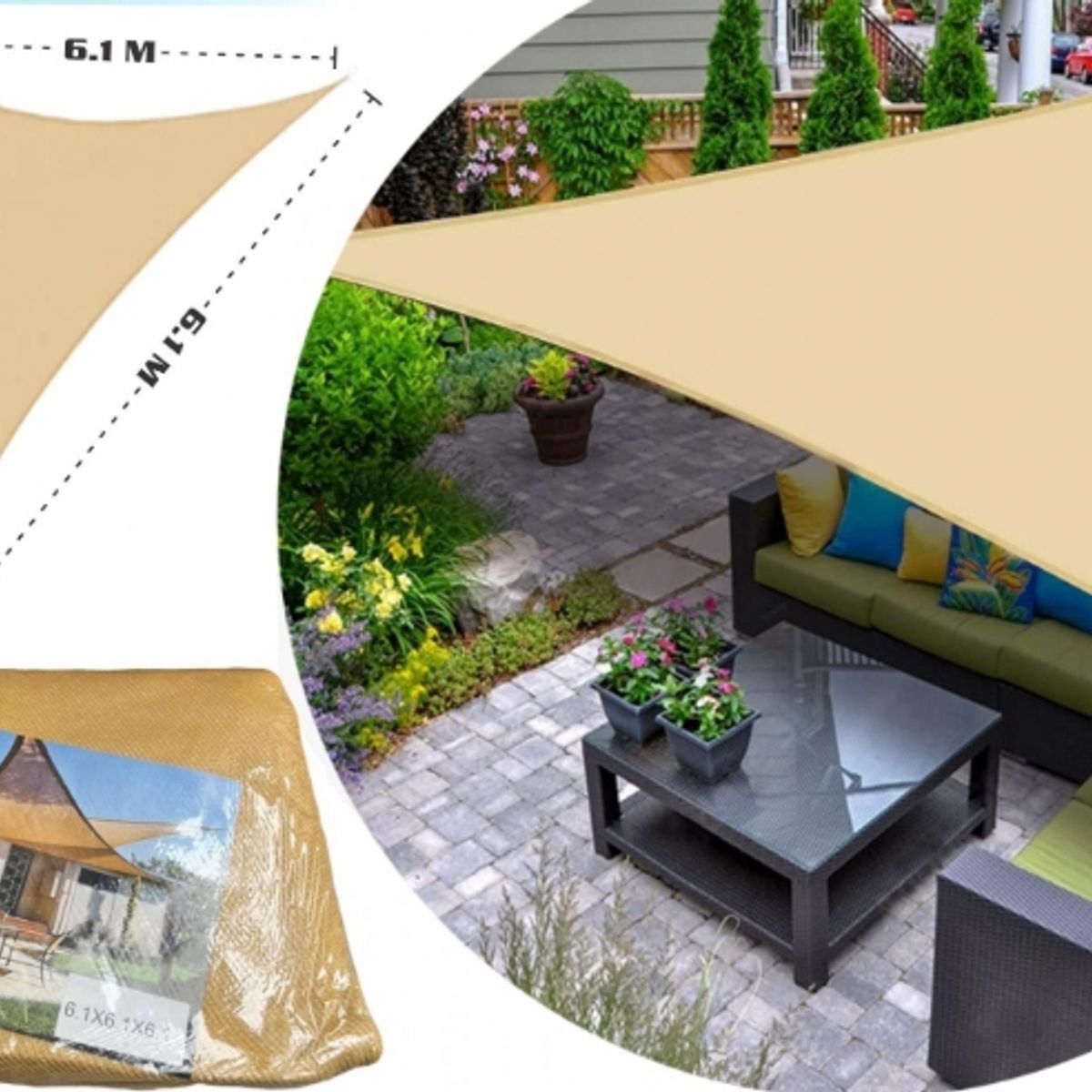 Lona Toldo Vela Sombra Triangular  61x61x61 Anti Uv - Calidad premium, marca GENERICO - Foto Principal