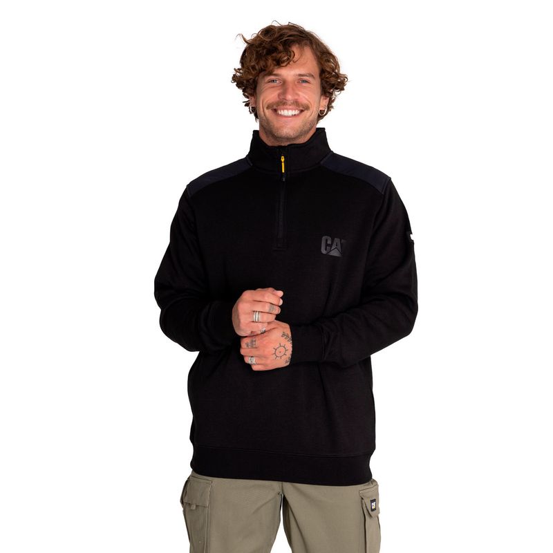 CAT - Polerón Hombre Essential 1/4 Zip Sweatshirt Negro CAT