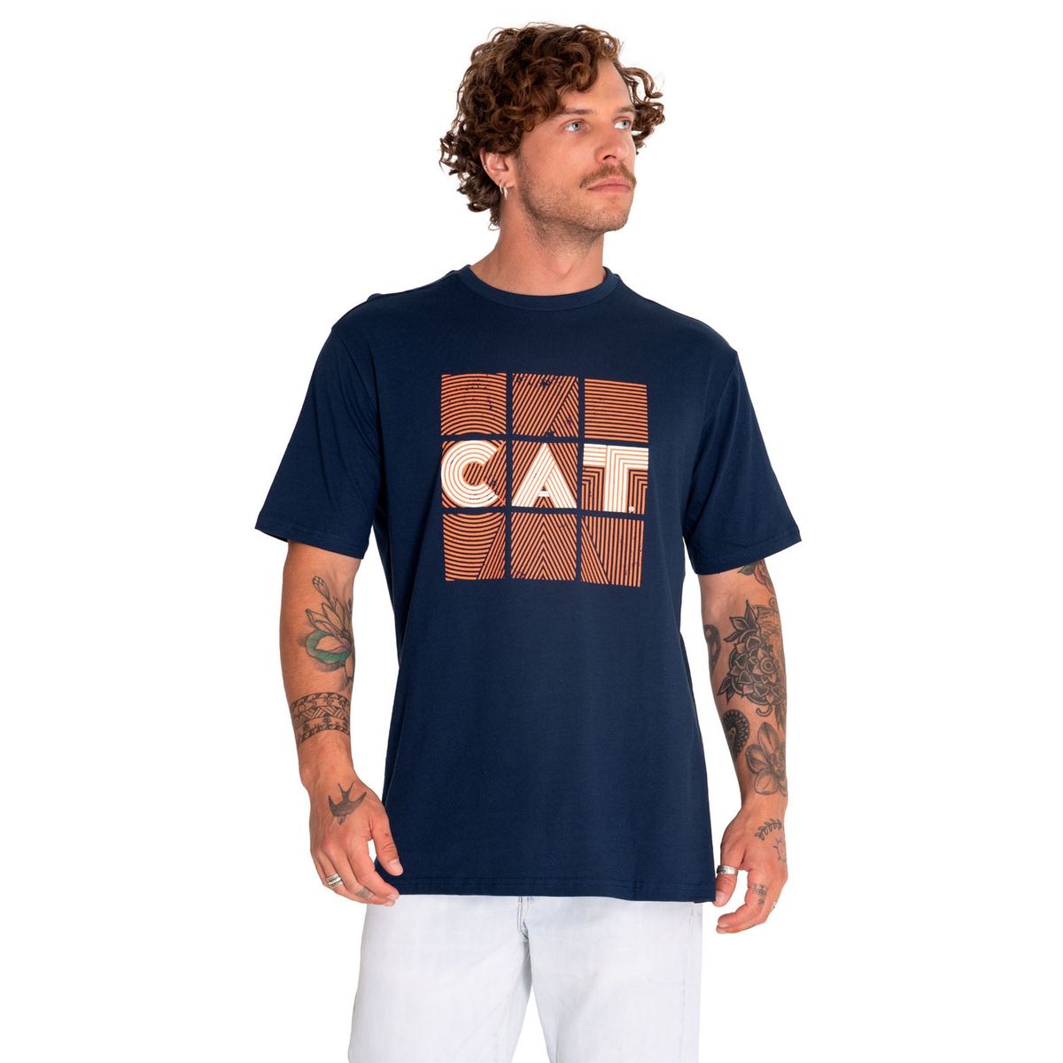CAT - Polera Manga Corta Hombre Random Energy Azul CAT
