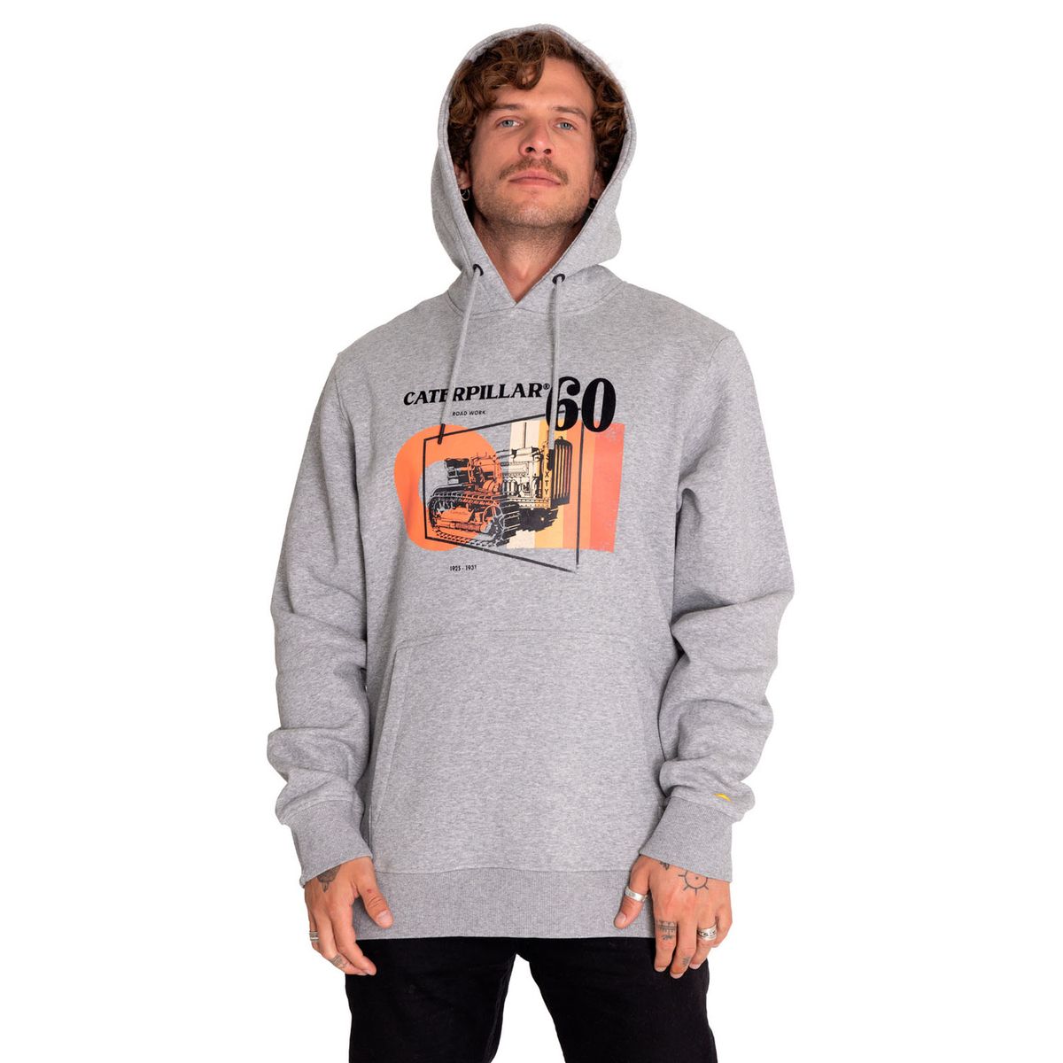 CAT - Poleron Casual Hombre Graphic Pullover Hoodie Gris CAT