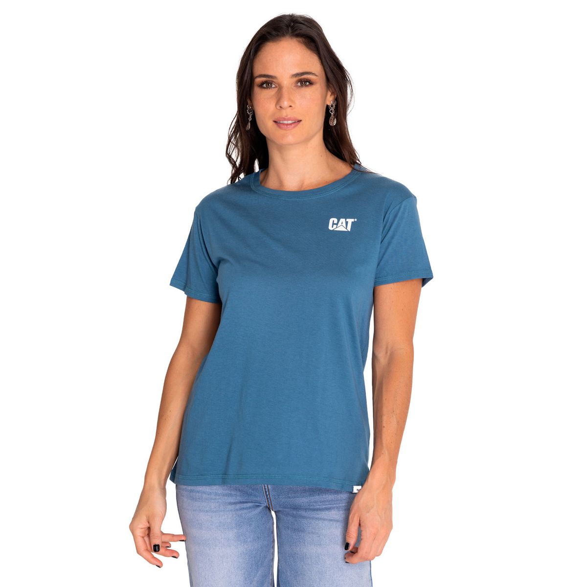 CAT - Polera Manga Corta Casual Mujer Cat Logo Tee Azul CAT