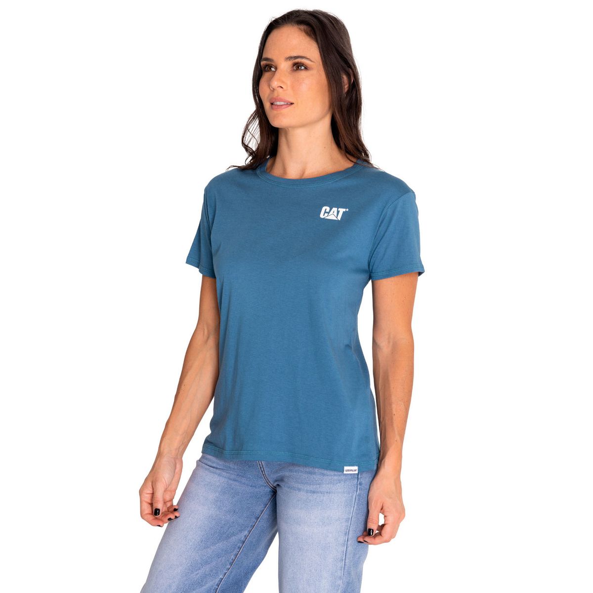 CAT - Polera Manga Corta Casual Mujer Cat Logo Tee Azul CAT