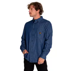 CAT - Camisa Manga Larga Hombre Denim Gris