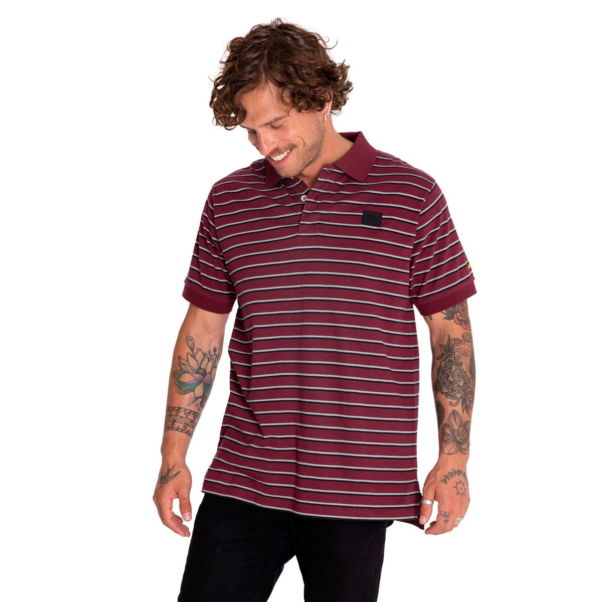 CAT - Polera Polo Casual Hombre Cat Logo Jersey Polo Rojo CAT