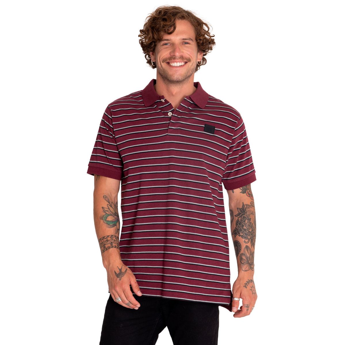 CAT - Polera Polo Casual Hombre Cat Logo Jersey Polo Rojo CAT