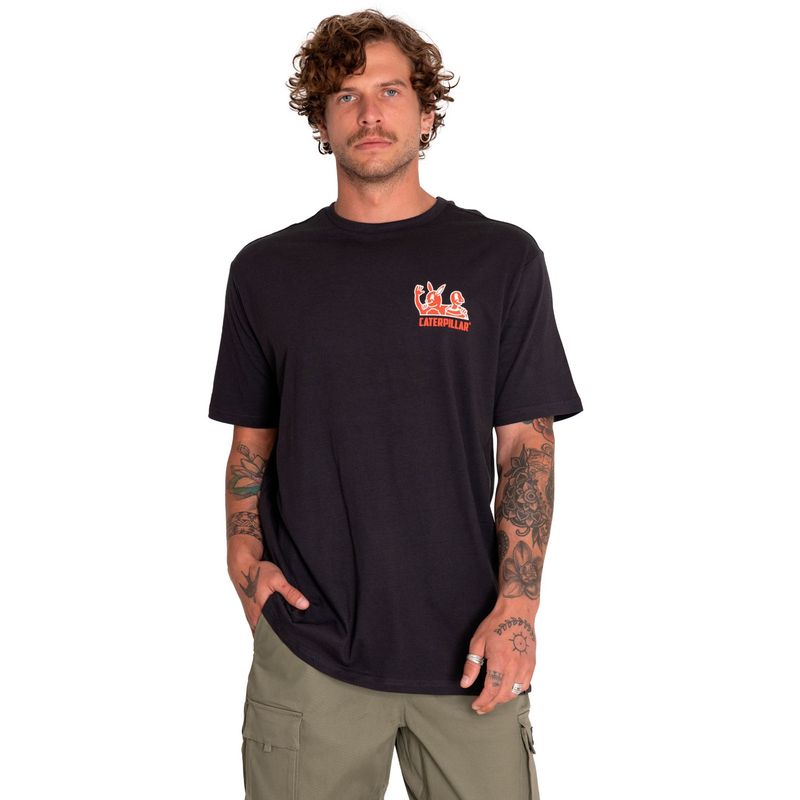 CAT - Polera Manga Corta Hombre Street Vibes Negro CAT