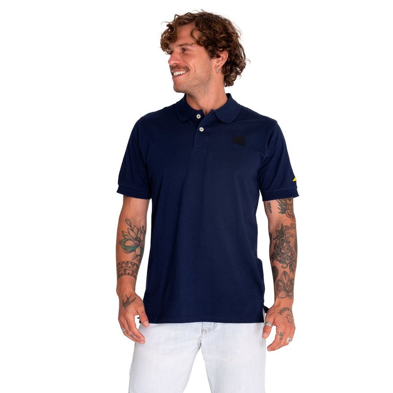 CAT - Polera Polo Casual Hombre Cat Logo Jersey Polo Azul CAT