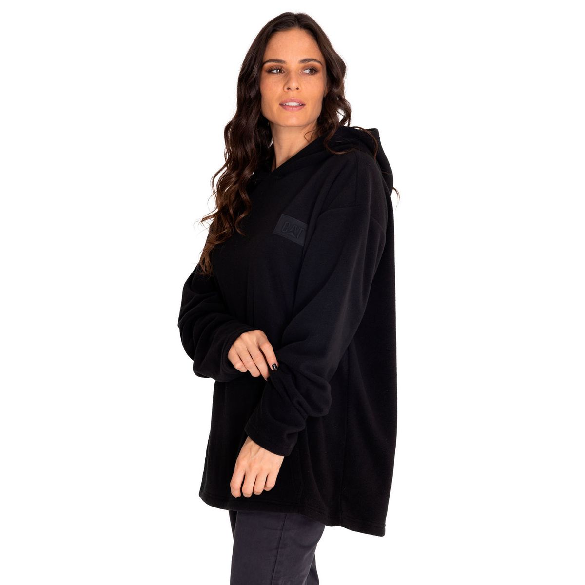 CAT - Polerón Unisex Microfleece Pullover Hoodie Negro CAT