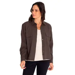 CAT - Blusa Manga Larga Mujer Heritage Uniform Boxy Negro