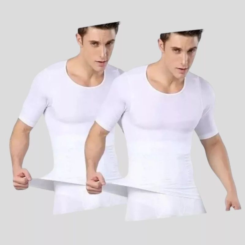 GENERICO - Set X2 Poleras Compresion Hombre Faja Polera Reductora Manga 2XL-3XL
