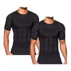 GENERICO - Set X2 Poleras Compresion Hombre Faja Polera Reductora Manga 2XL-3XL