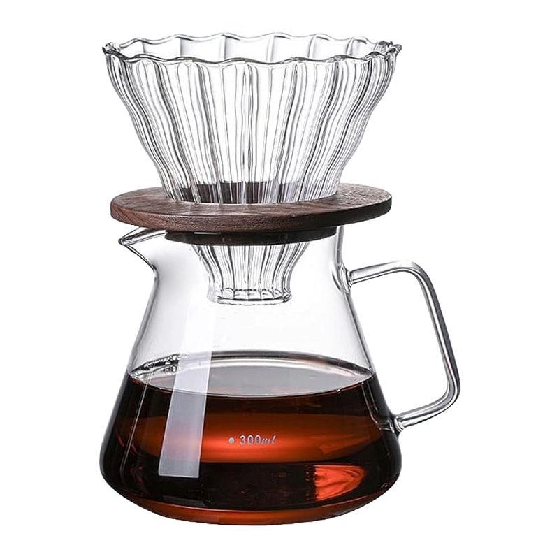 GENERICO - Cafetera De Vidrio Rs Manual Con Filtro Madera 300ml