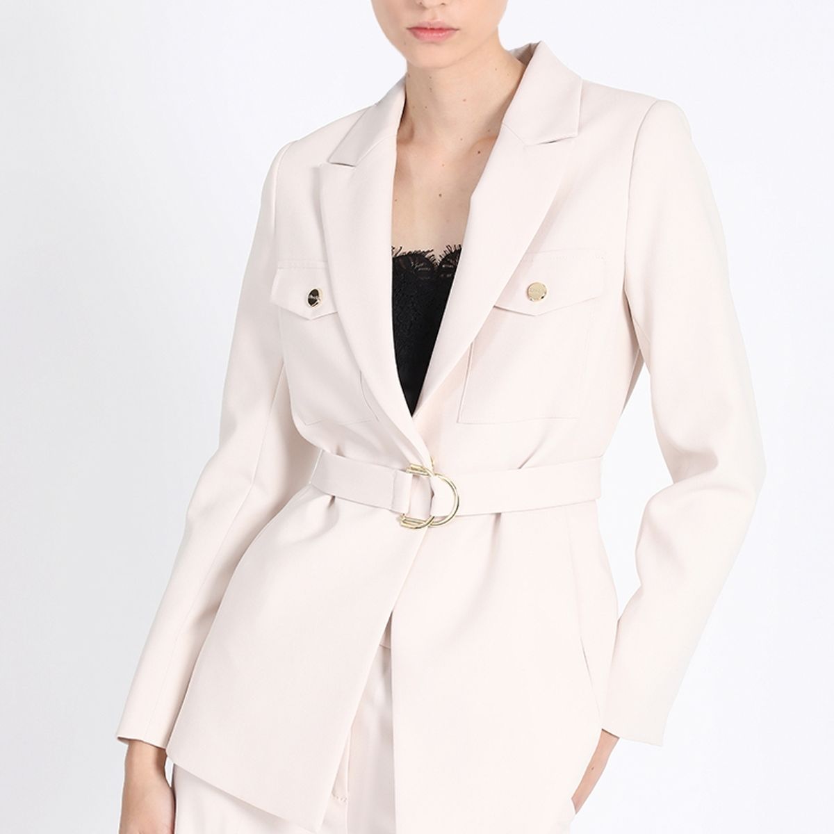 LIOLA - Chaqueta Larga Cargo Con Cinturon, Crudo Liola